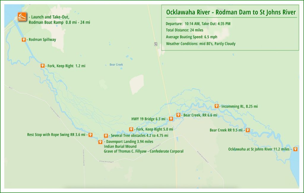 Ocklawaha Map - Rodman Dam to St. Johns River