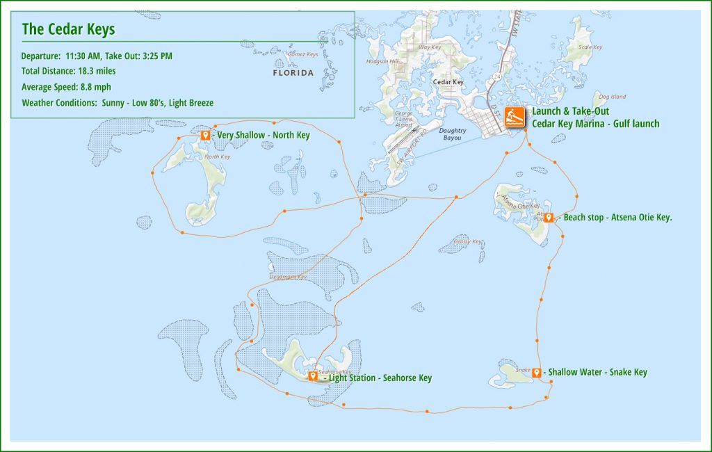Cedar Key Boating Route Map
